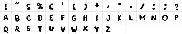 Grunge Band Regular  glyph index