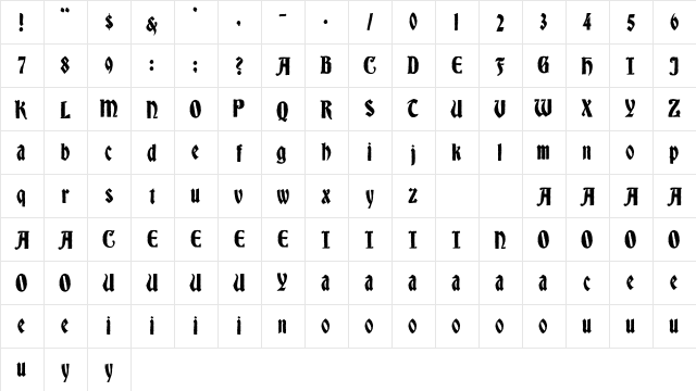 Fuzzy Franklin Regular  glyph index