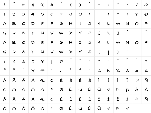 98 Bottles of Beer Regular  glyph index