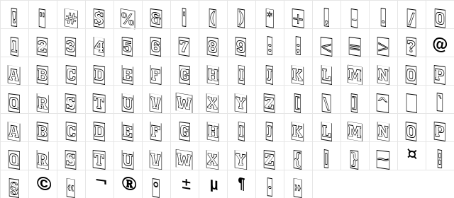 a_MonumentoTtlCmOtlDn Regular  glyph index