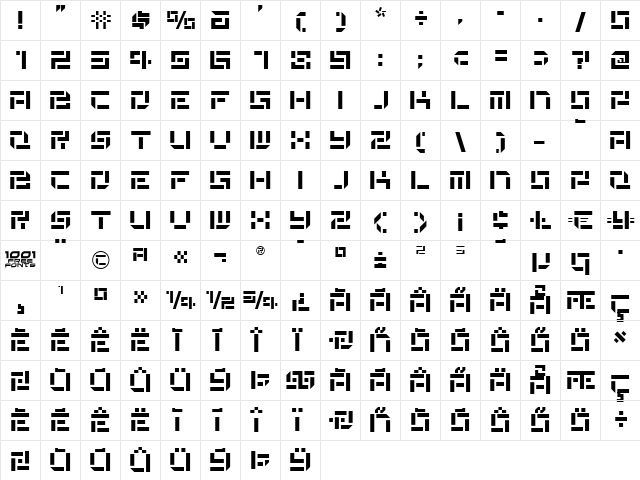 De Stencil NF Regular  glyph index