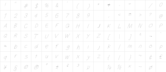 Filament Serie Three  glyph index