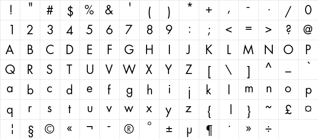 FavoritBookC Regular  glyph index