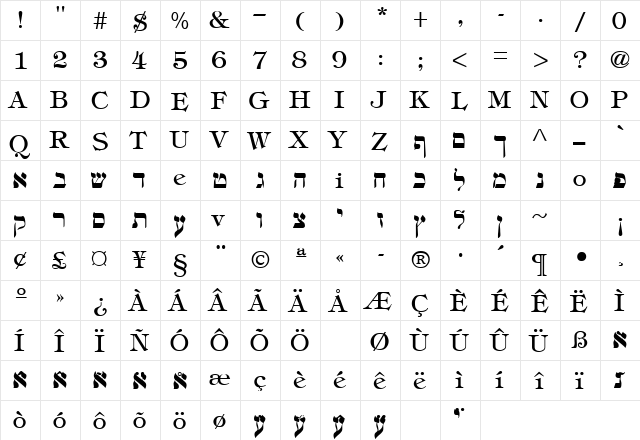 HADELAND Regular  glyph index