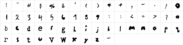 Contrary Medium  glyph index