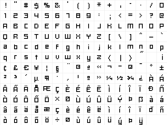 hooge 06_55 Regular  glyph index