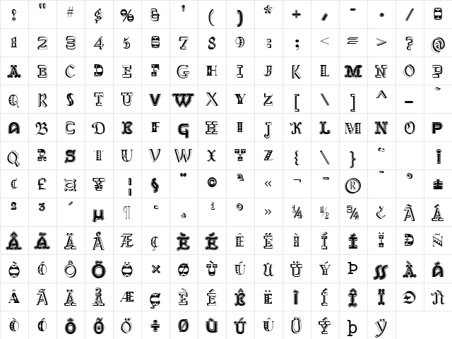 RummageSaleOne Regular  glyph index