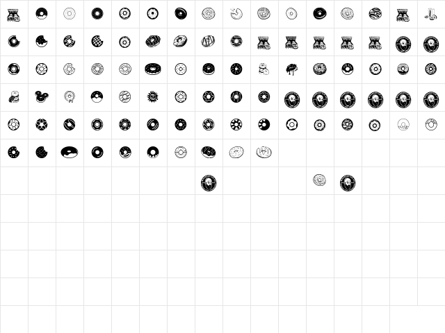 Donuts Icons Regular  glyph index