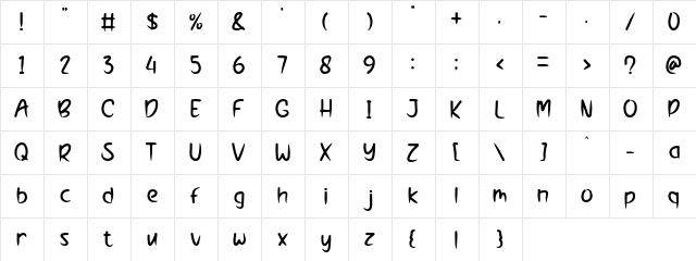 Nightmare Side Regular  glyph index