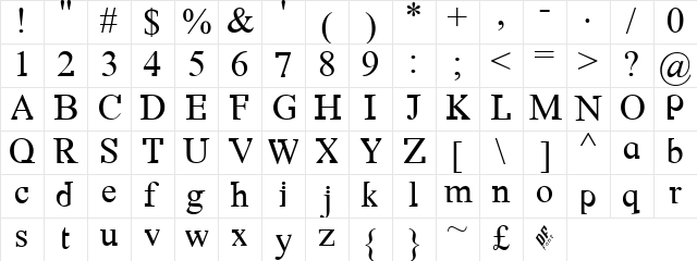 DF667  New Kinder Regular  glyph index