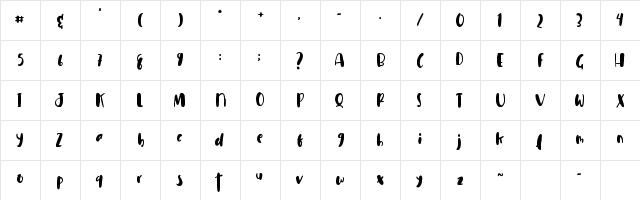 Cuties Magenta Demo Regular  glyph index