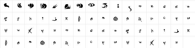 DreamAndFog Regular  glyph index