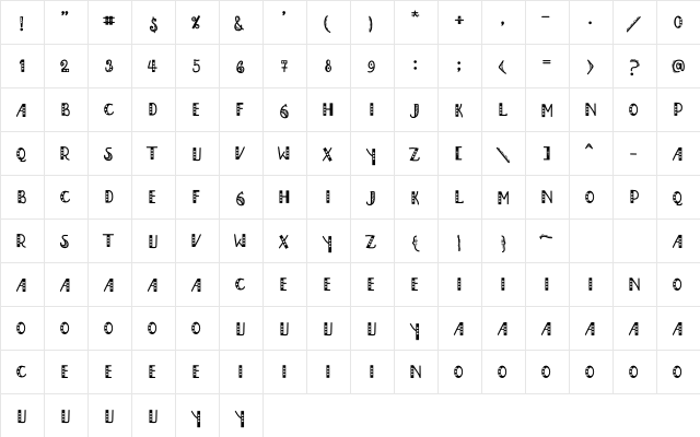 Christmas Honeymoon Regular  glyph index