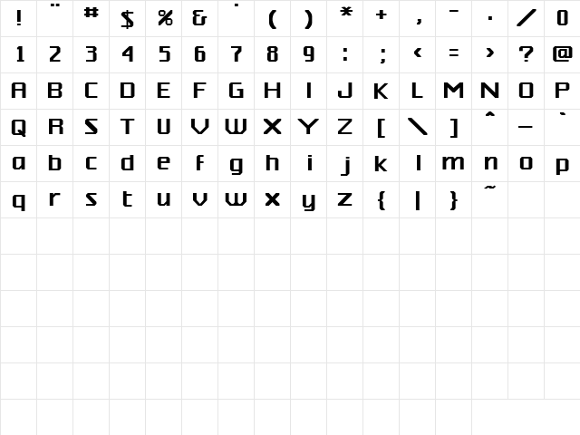 Big Money 1 Regular  glyph index