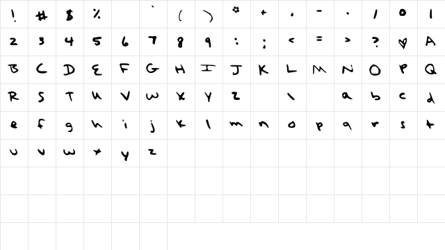 Taylor_Swift_Handwriting_Font Medium  glyph index