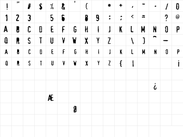 Wraith Lite Regular  glyph index