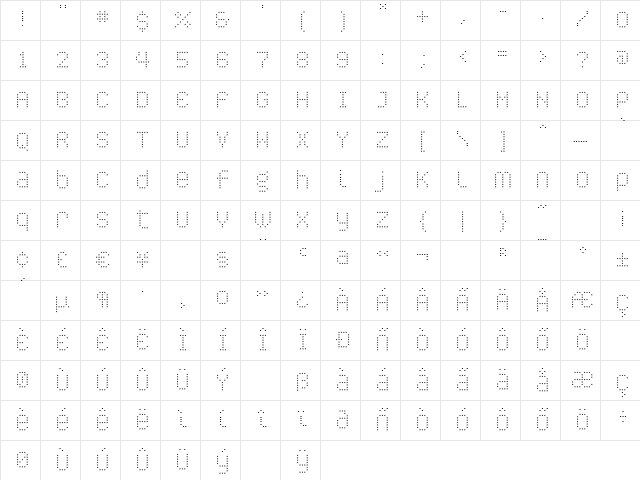 Caliper LightCubed  glyph index