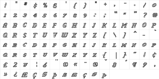 Woolly Inline  glyph index