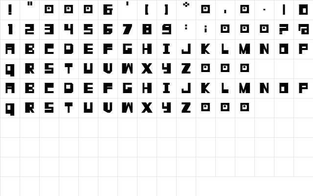 Blocks Regular  glyph index
