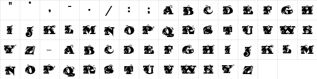 Fantastic MF Initials  glyph index