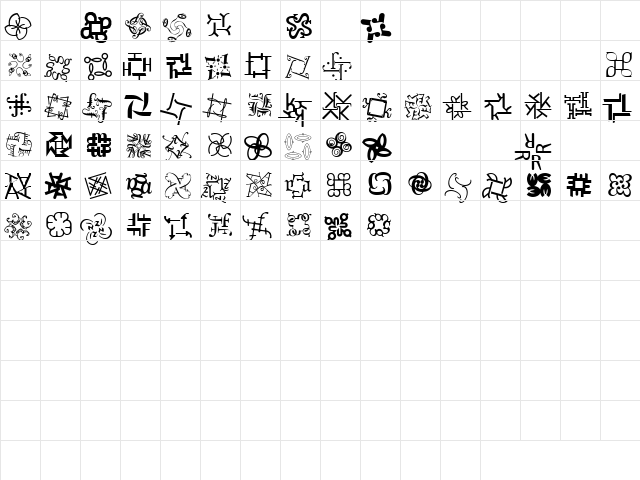 Hypnopaedia One Regular  glyph index