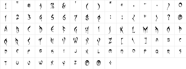 CCElsewhere Regular  glyph index