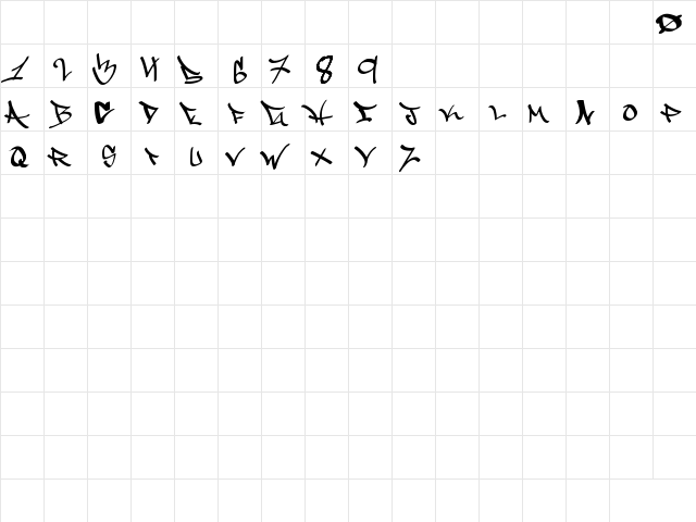 Javier's Style Regular  glyph index
