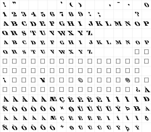FZ UNIQUE 25 LEFTY Normal  glyph index