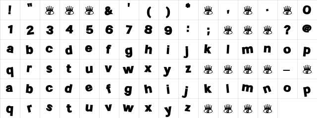 CloseShave Regular  glyph index