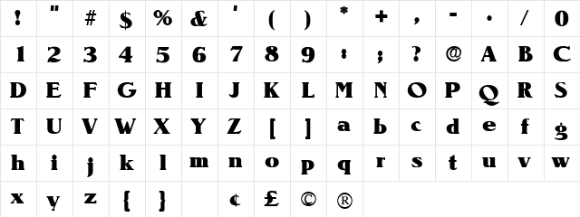 Blenden Display SSi Regular  glyph index