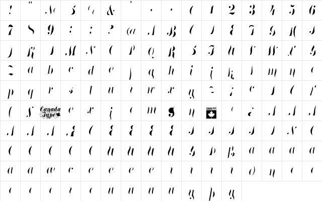 Treasury System Alt Inline Regular  glyph index