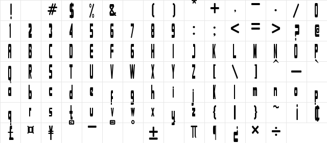 Ambigo Regular  glyph index