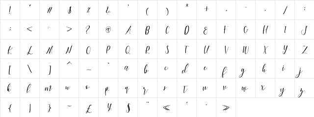 Woodley Regular  glyph index