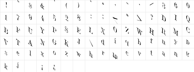 Cryptographer Italic Regular  glyph index