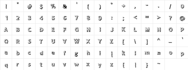 NibbledCheddar02 Regular  glyph index