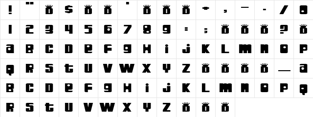 KaseyMac Regular  glyph index