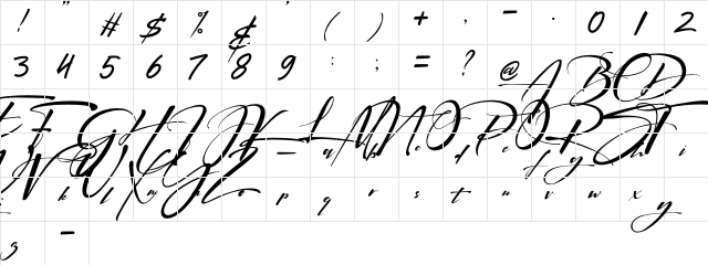 Signatrue Regular  glyph index