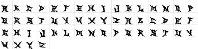 Zanaz Regular  glyph index