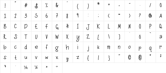 Jessica and Alex Medium  glyph index