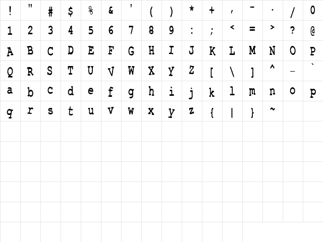 CK Corral Regular  glyph index