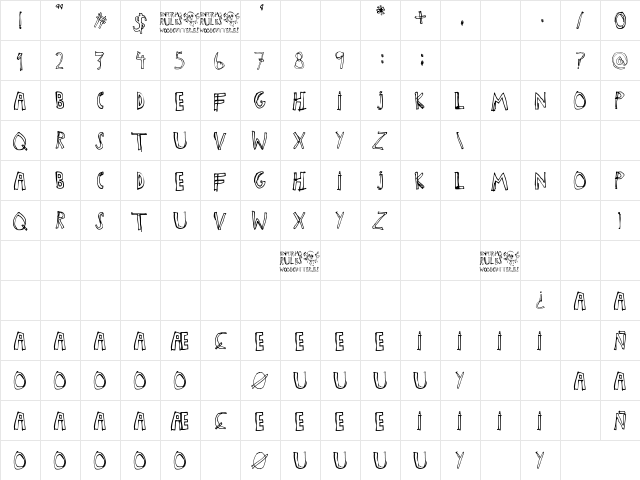 Enfermo Rules Regular  glyph index