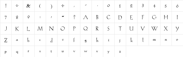 KochRead Regular  glyph index