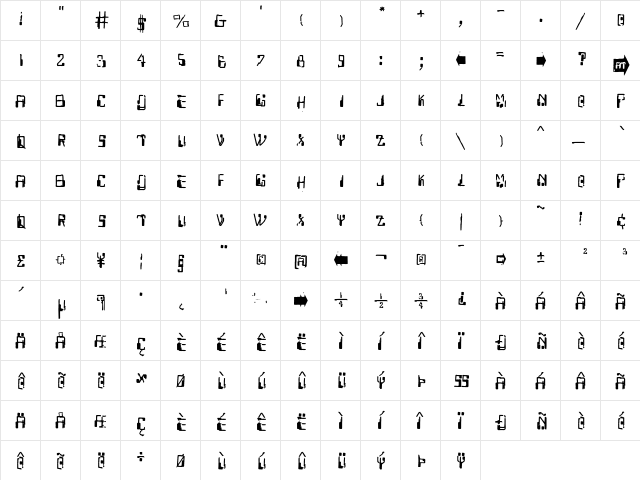 Capricorn38 Regular  glyph index
