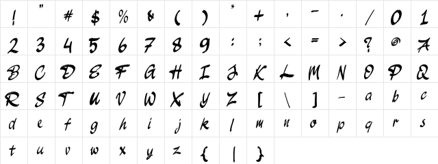 JakAs Regular  glyph index