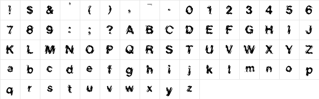 NorthDowntown Regular  glyph index