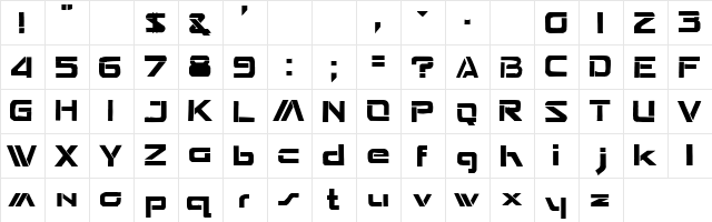 Seperated Regular  glyph index