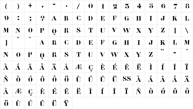Flightcase Medium  glyph index