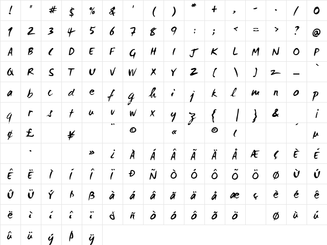 WC Mano Negra Bta Regular  glyph index