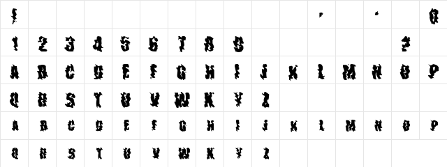 Weasle True Regular  glyph index