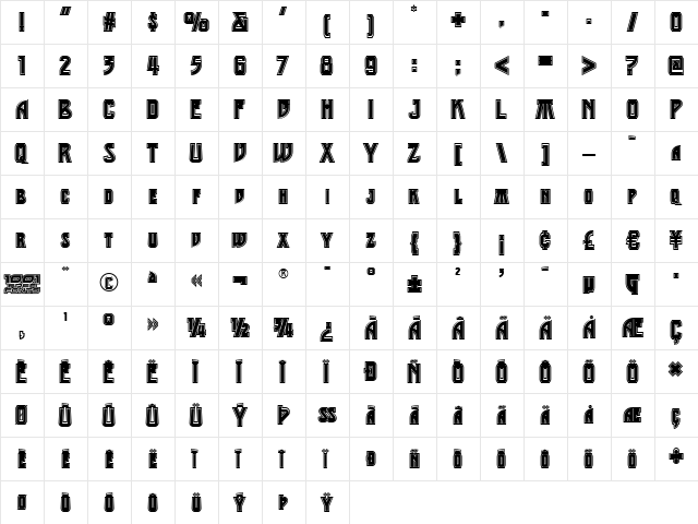 Middle Earth NF Regular  glyph index